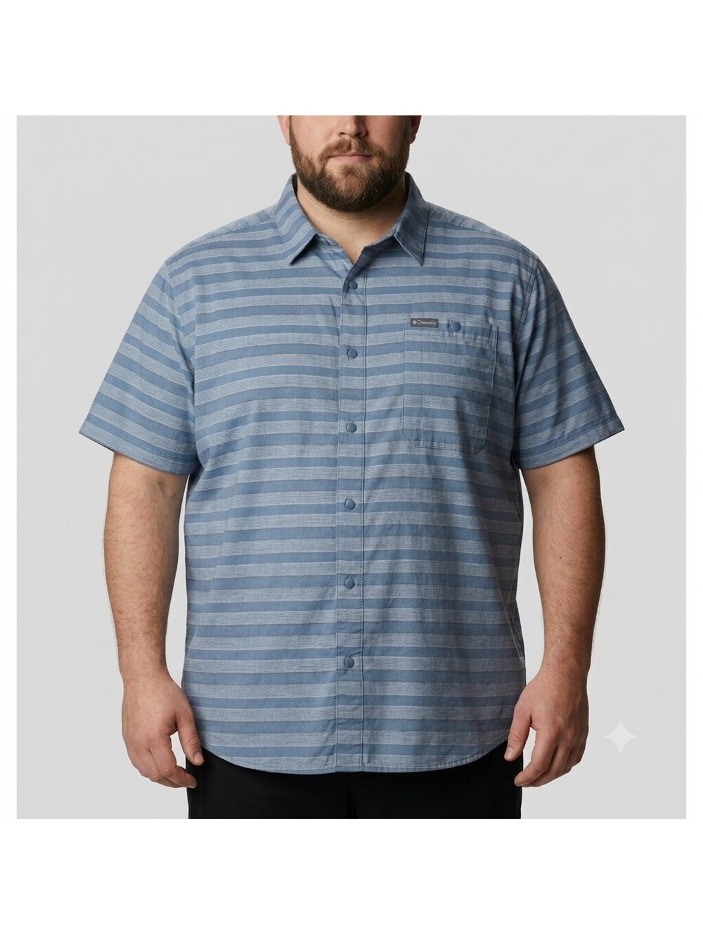 XXL Columbia Men's Blue Striped Short Sleeve Button-Up Shirt